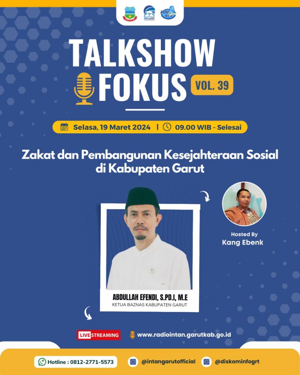Live TalkShow FOKUS Vol. 39 dengan tema Zakat dan Pembangunan Kesejahteraan Sosial di Kabupaten Garut